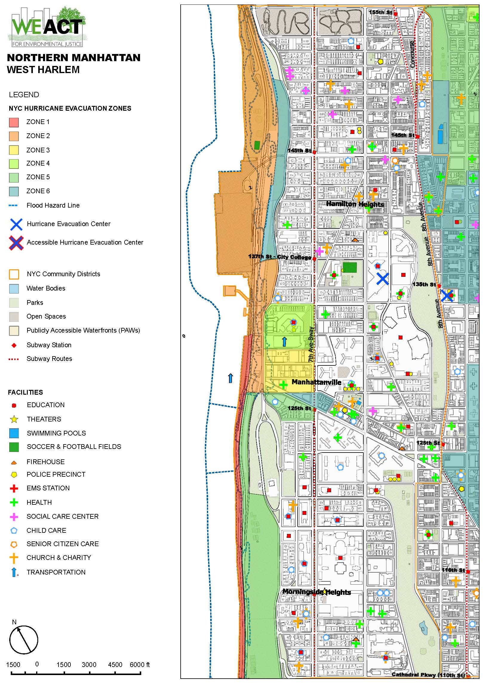 Map of northern Manhattan's educational, environmental, and social assets